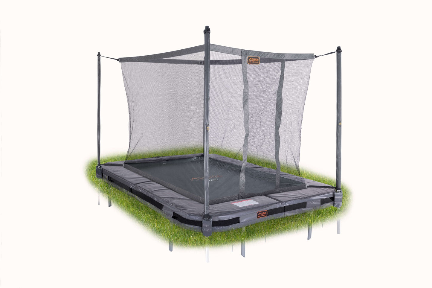 Veiligheidsnet met rechte palen 215x155 InGround | Grijs