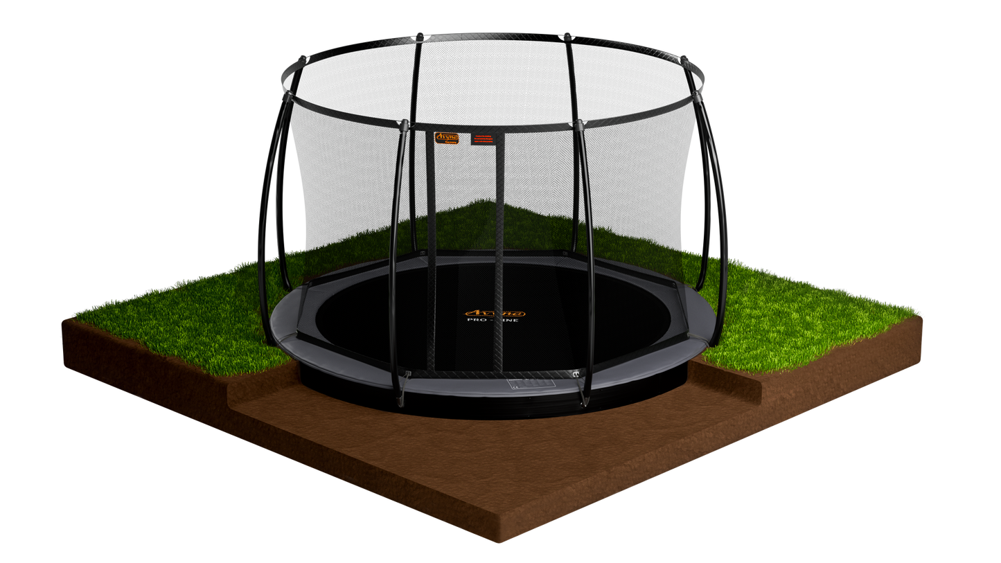 Avyna Trampoline FlatLevel Ø430 met veiligheidsnet | Grijs