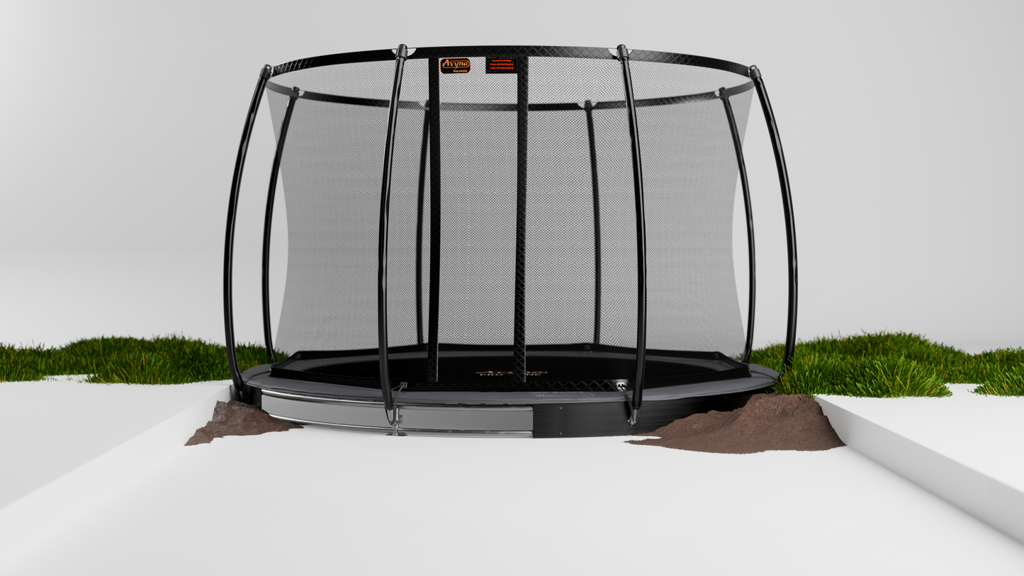 Avyna Trampoline FlatLevel Ø430 met veiligheidsnet | Grijs