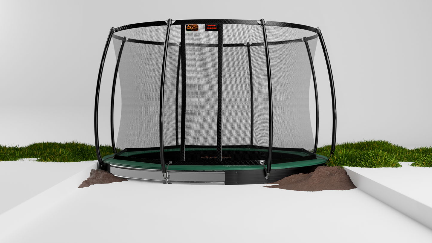 Avyna Trampoline FlatLevel Ø430 met veiligheidsnet | Groen