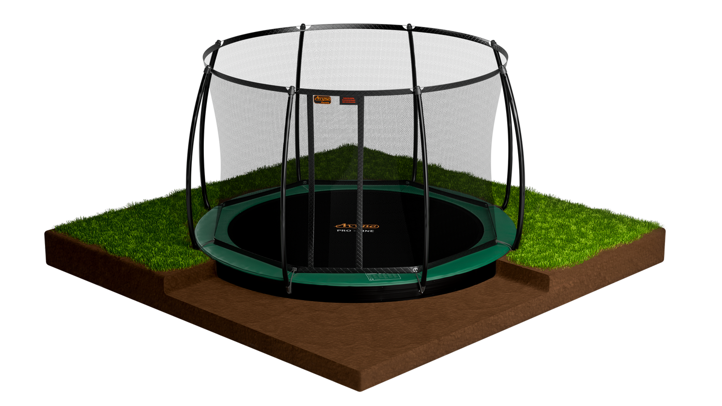 Avyna Trampoline FlatLevel Ø430 met veiligheidsnet | Groen